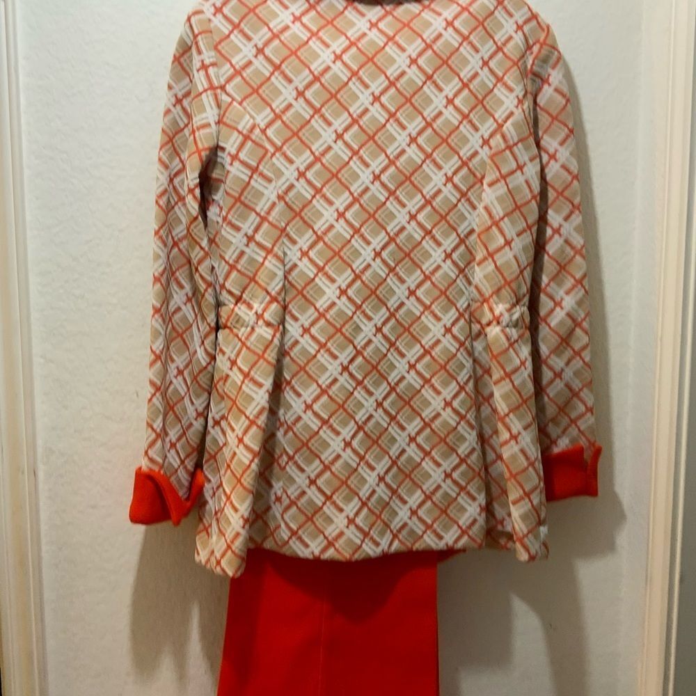 VINTAGE Mr. Bob of California 12  red  & cream Plaid Long Suits - Picture 7 of 14